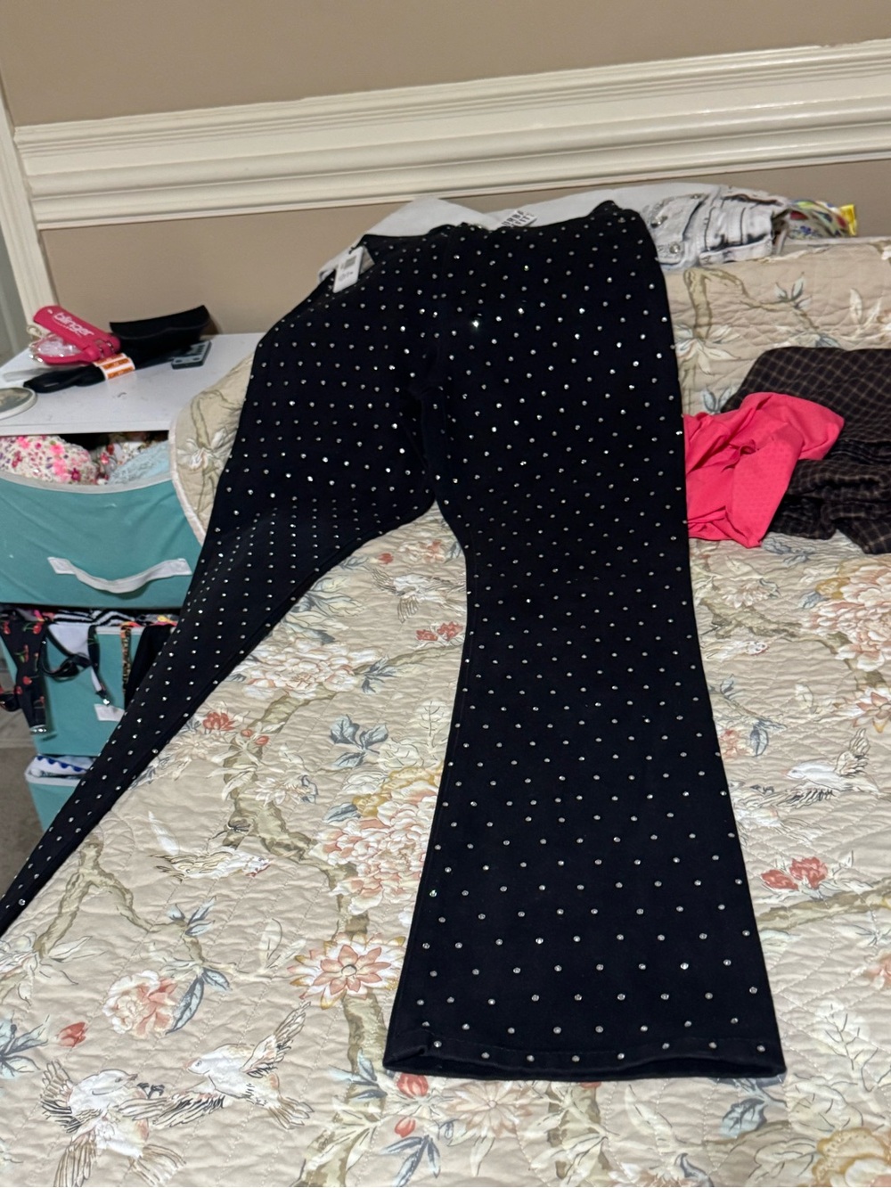 WeworeWhat rhinestone studded pants. NWT